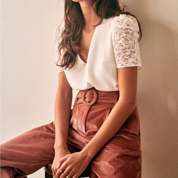 Sézane Colette Blouse in Bordeaux, Size 38/US 6 - Picture 5 of 6